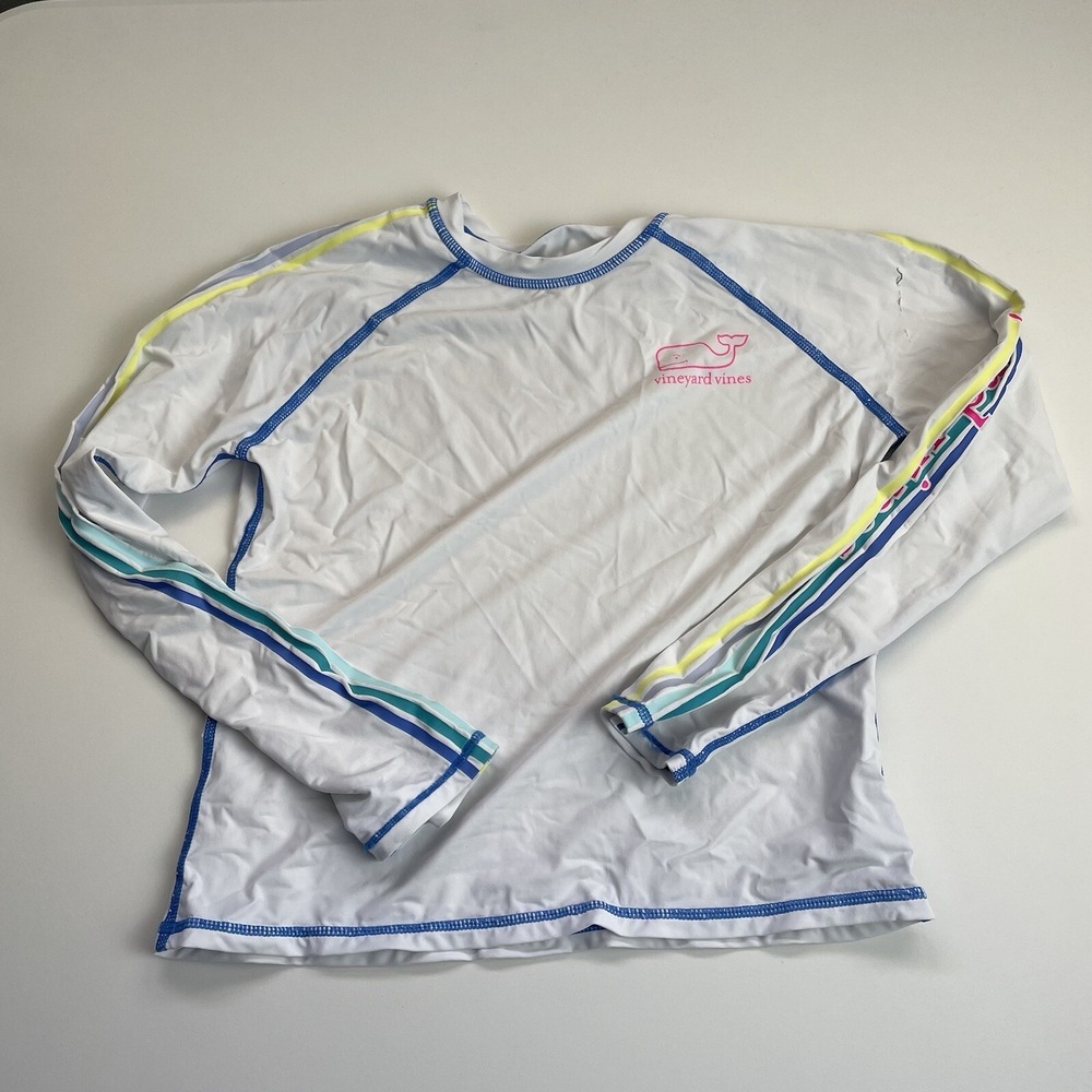 Vineyard Vines Performance Childrens Sz M Long Sleeve Rash Guard Swim Shirt FLAW